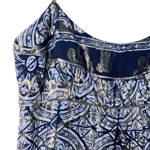NICOLE MILLER Collection Silk and Lurex Metallic A Line Dress Size 4 - Picture 4 of 16